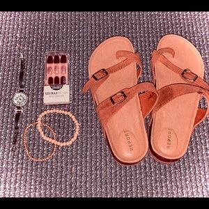 Chic aesthetic sandals and accessories